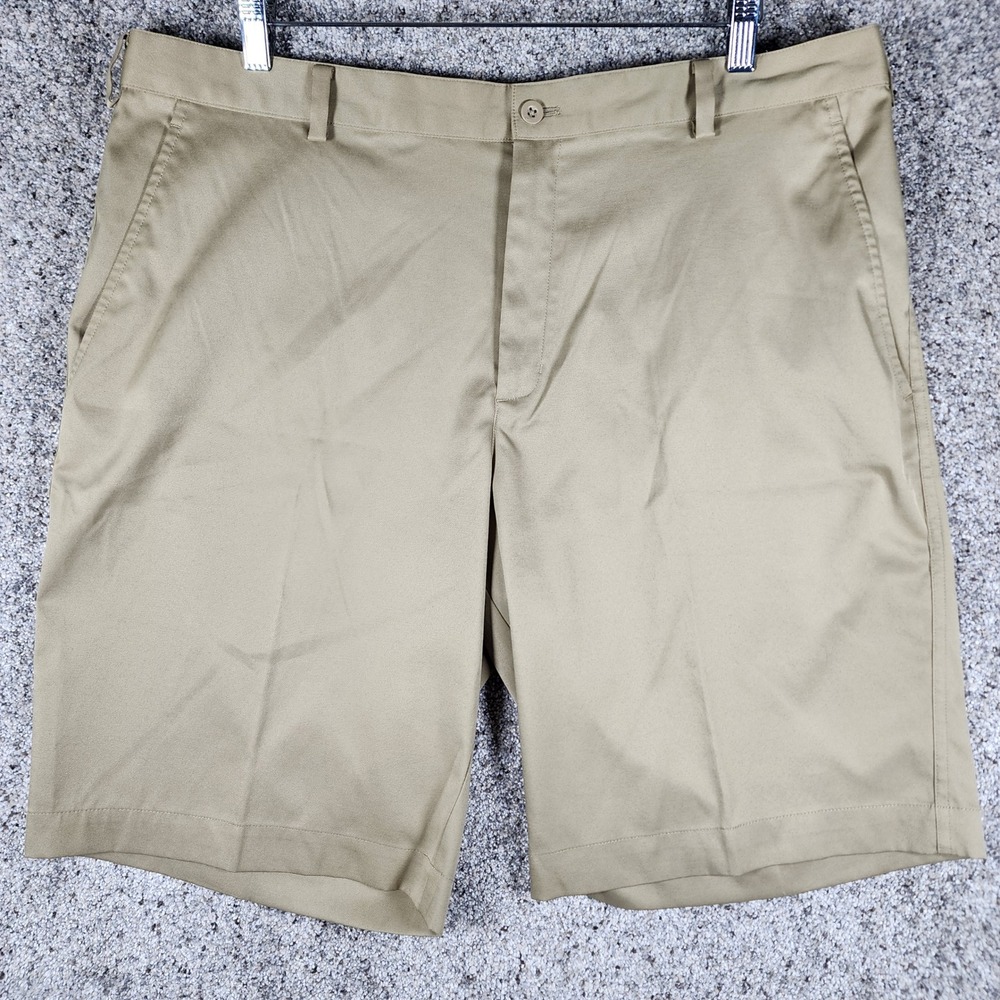 Nike Golf Shorts Mens 38 Khaki Fit Dry Performance Flat Front Excellent
